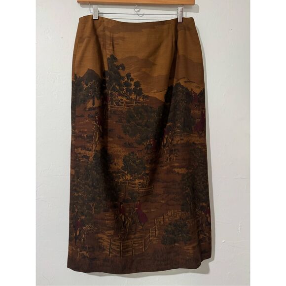 Talbots 100% wool Chablis horse western Equestrian Field fox hunters print 18 - Picture 1 of 12